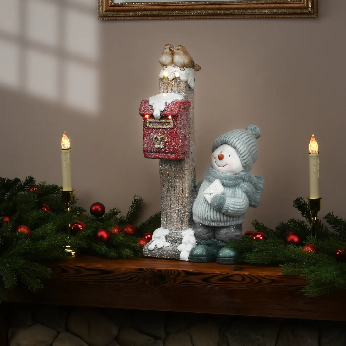New 20 in. Snowman Sending Mail Decorative Accents