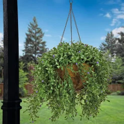 Hot 18 in. Spring Argentea Hanging Plant with Purple Flowers Hanging Plants