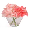 Hot 8 in. Spring Coral Hydrangea Bouquet in Glass Vase Flower Arrangements