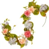 Best 70 in. Spring Garland with Multicolor Hydrangea, Rose and Dahlia Blooms, Berry Clusters, Leafy Greens Garlands & Swags