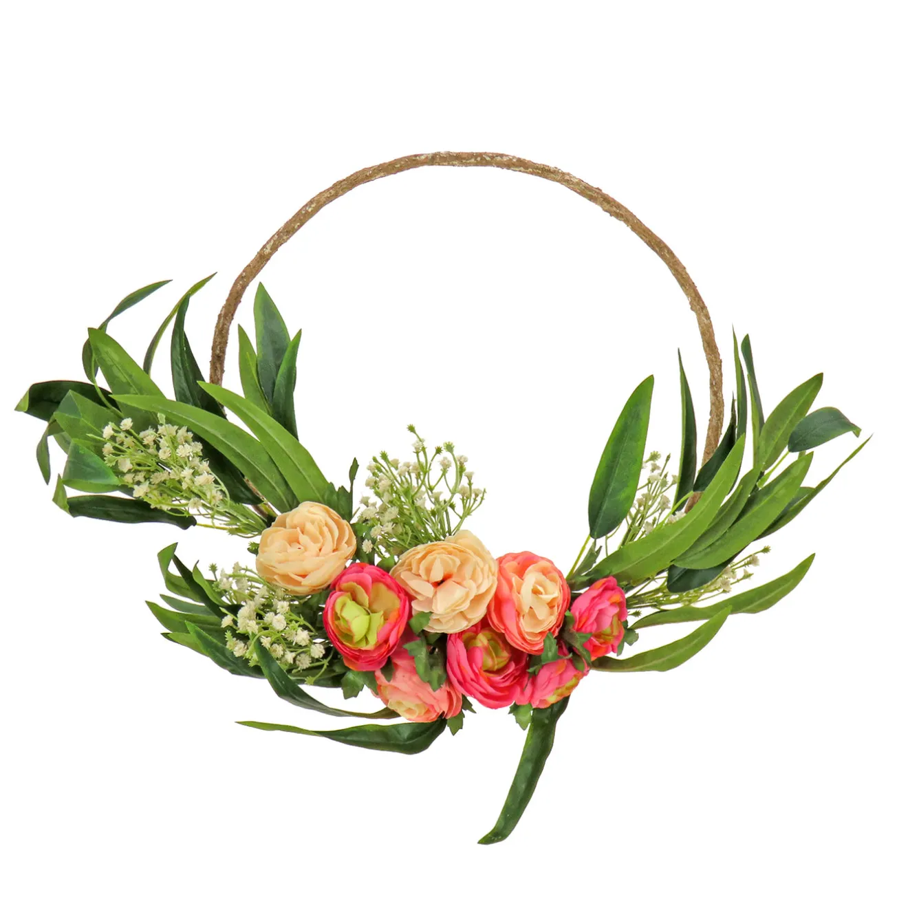 16 in. Spring Hoop Wreath with Eucalyptus and Buttercups Wreaths