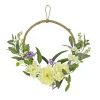Hot 18 in. Spring Hoop Wreath with Peony Flower Blooms, Mini Blossoms, and Flowing Green Stems Wreaths