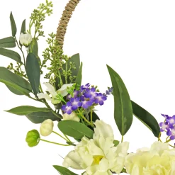 Hot 18 in. Spring Hoop Wreath with Peony Flower Blooms, Mini Blossoms, and Flowing Green Stems Wreaths