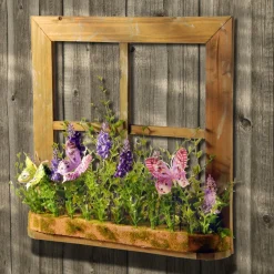 Online 14 in. Spring Lavender Flowers and Butterflies Window Decoration Hanging Plants
