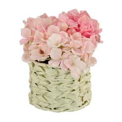 Online 10 in. Spring Light Pink Hydrangea Bouquet in White Basket Flower Arrangements