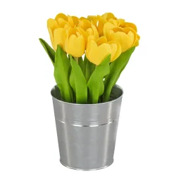 Sale 9 in. Spring Light Yellow Tulip Bouquet Flower Arrangements