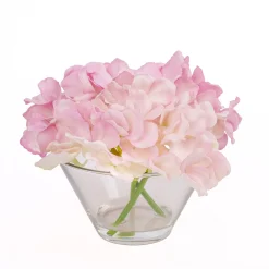 Hot 8 in. Spring Mixed Mauve Hydrangea Bouquet in Glass Vase Flower Arrangements