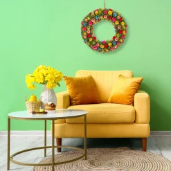 Sale 18 in. Spring Multicolor Floral Wreath Wreaths