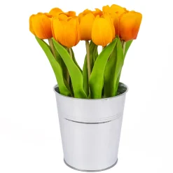 Sale 9 in. Spring Orange Tulip Bouquet Flower Arrangements
