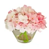 Discount 8 in. Spring Pink Hydrangea Bouquet in Glass Vase Flower Arrangements