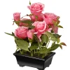 Hot 10 in. Spring Pink Roses Flower Pot Potted Plants