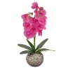 Discount 21 in. Spring Purple Orchid in Silver Smooth Ceramic Pot Potted Plants