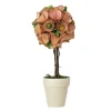 Sale 12 in. Spring Topiary with Pink Floral Blooms, White Pot Base Potted Plants