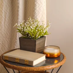 New 10 in. Spring White Lily-of-the-Valley Flowers in Wood Box Potted Plants