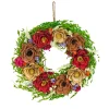 Sale 17 in. Spring Wreath with Assorted Spring Flower Blooms, Seed Pods, Flowing Green Stems Wreaths