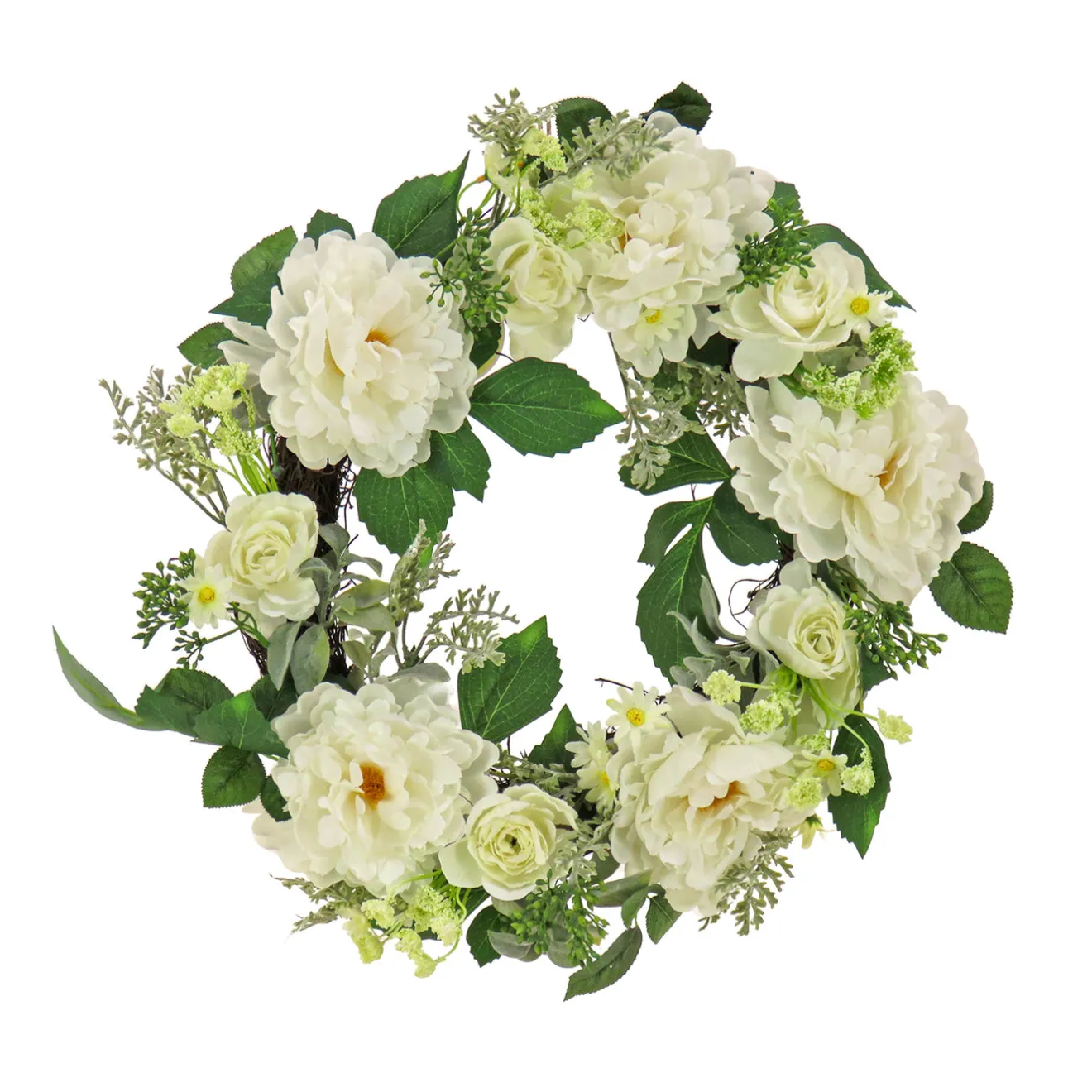 Discount 22 in. Spring Wreath with Daisy, Peony, and Buttercup Blooms Wreaths