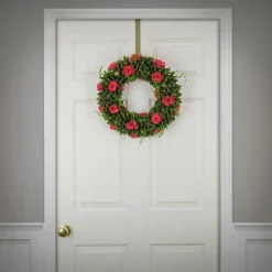 Outlet 18 in. Spring Wreath with Green Assorted Flower Blooms, Seed Pods, Flowing Green Stems Wreaths