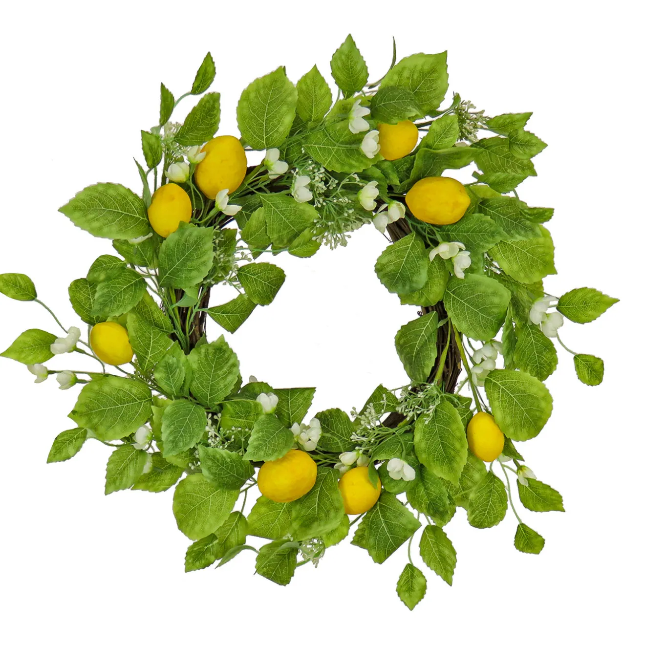 Discount 22 in. Spring Wreath with Lemons, Flower Blooms, Leafy Greens Wreaths