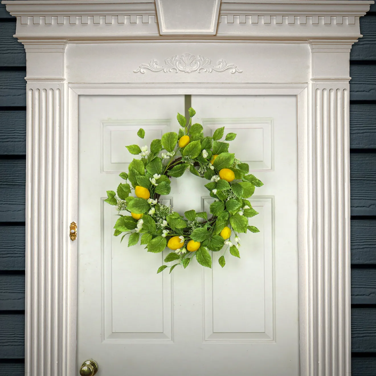 Discount 22 in. Spring Wreath with Lemons, Flower Blooms, Leafy Greens Wreaths