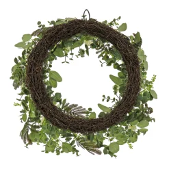24 in. Spring Wreath with Mixed Flower Blooms and Flowing Green Stems Wreaths