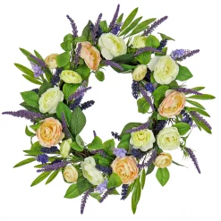 Best 24 in. Spring Wreath with Ranunculus and Astilbe Flower Blooms Wreaths