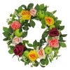 Clearance 22 in. Spring Wreath with Rose and Peony Blooms, Apples, Leafy Greens Wreaths
