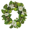New 24 in. Spring Wreath with Rose Blooms, Apples, Leafy Greens Wreaths