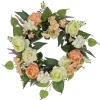 Hot 24 in. Spring Wreath with Rose and Peony Flower Blooms, Leafy Greens Wreaths