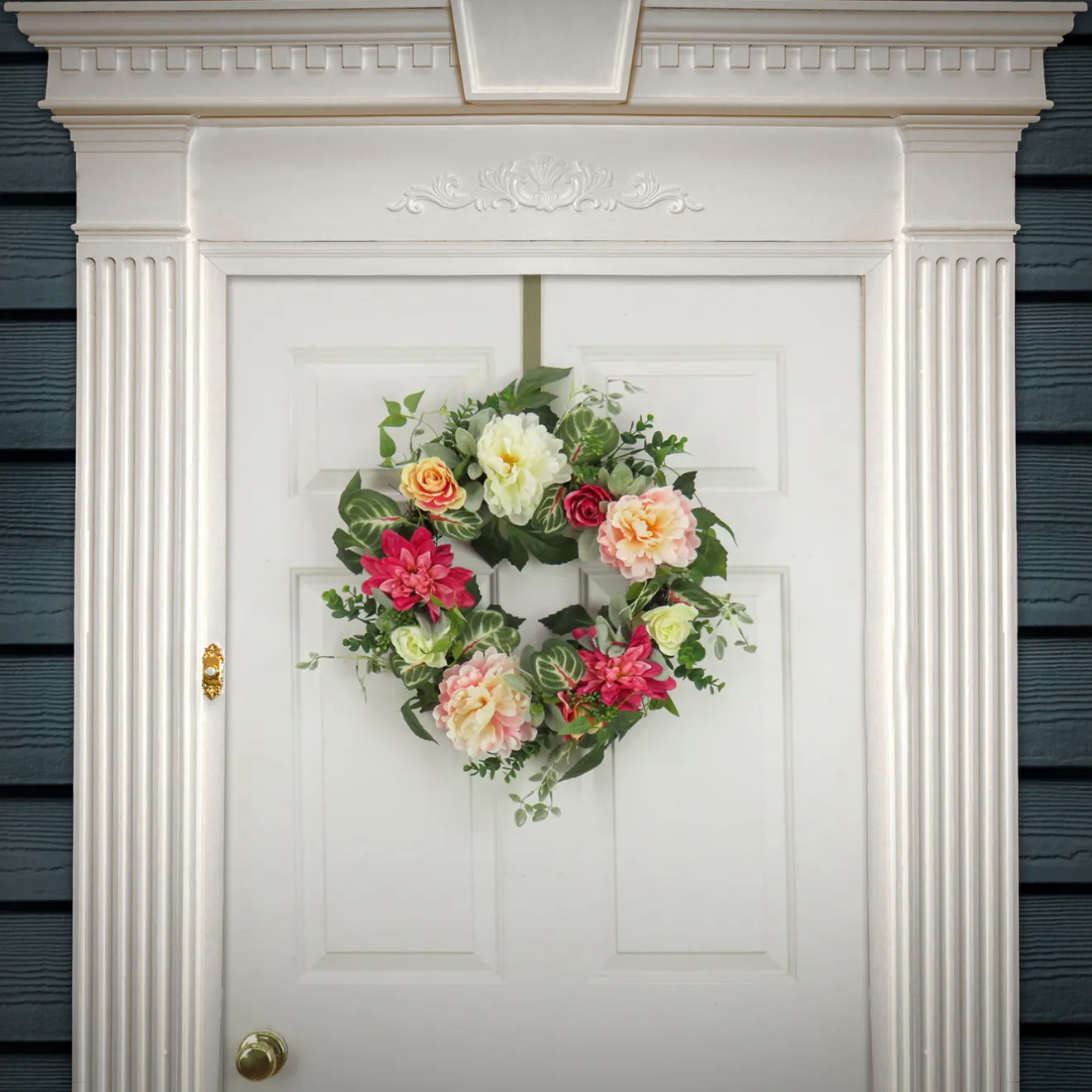 Sale 22 in. Spring Wreath with Tulip, Poppy, and Buttercup Blooms Wreaths
