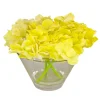 Clearance 8 in. Spring Yellow Hydrangea Bouquet in Glass Vase Flower Arrangements