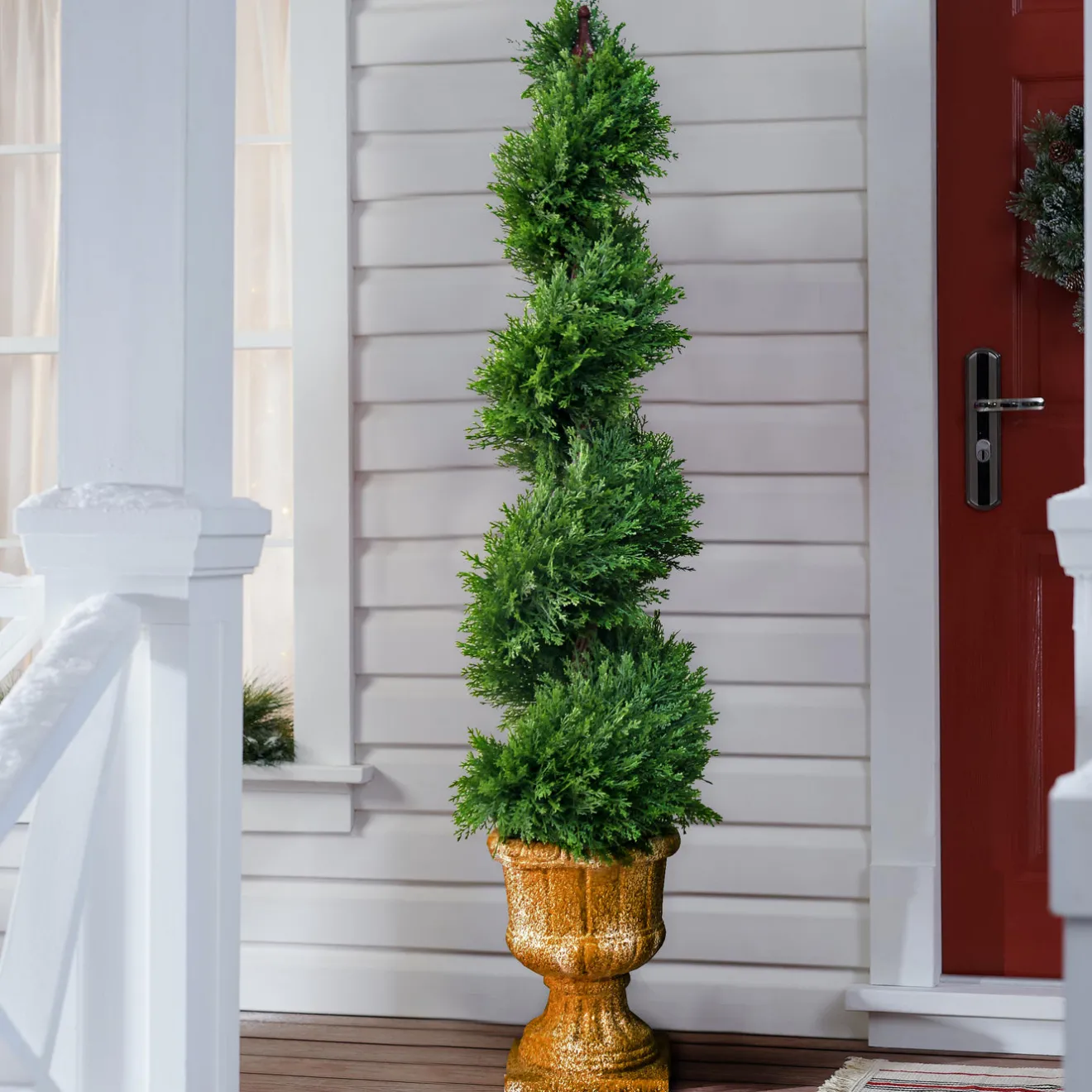 Hot 54 in. Upright Juniper Slim Spiral Topiary Tree in a Decorative Urn Topiaries & Shrubs