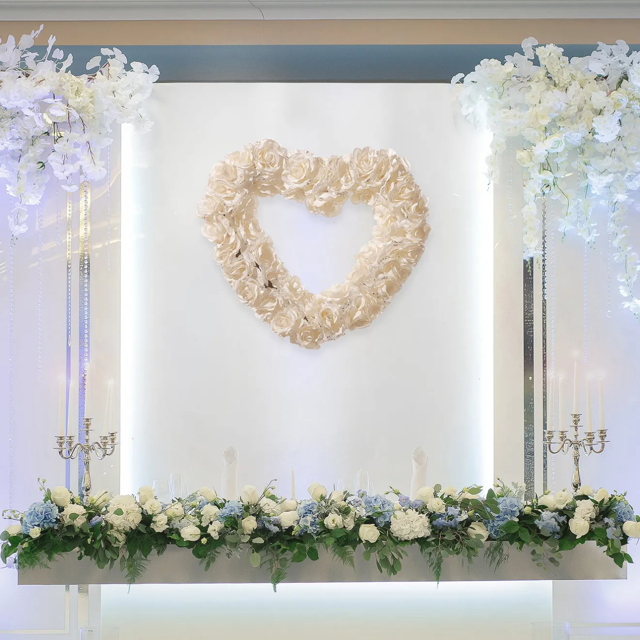Hot 20 in. Valentine's Floral Heart White Roses Wreath Wreaths
