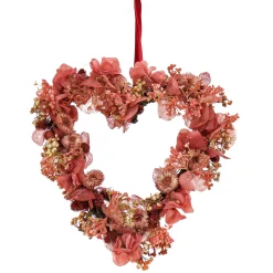 Outlet 16 in. Valentine's Flower Blooms Floral Heart Wreath Wreaths