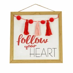 Outlet 13 in. Valentine's 'Follow Your Heart' Hanging Wall Decoration Decorations