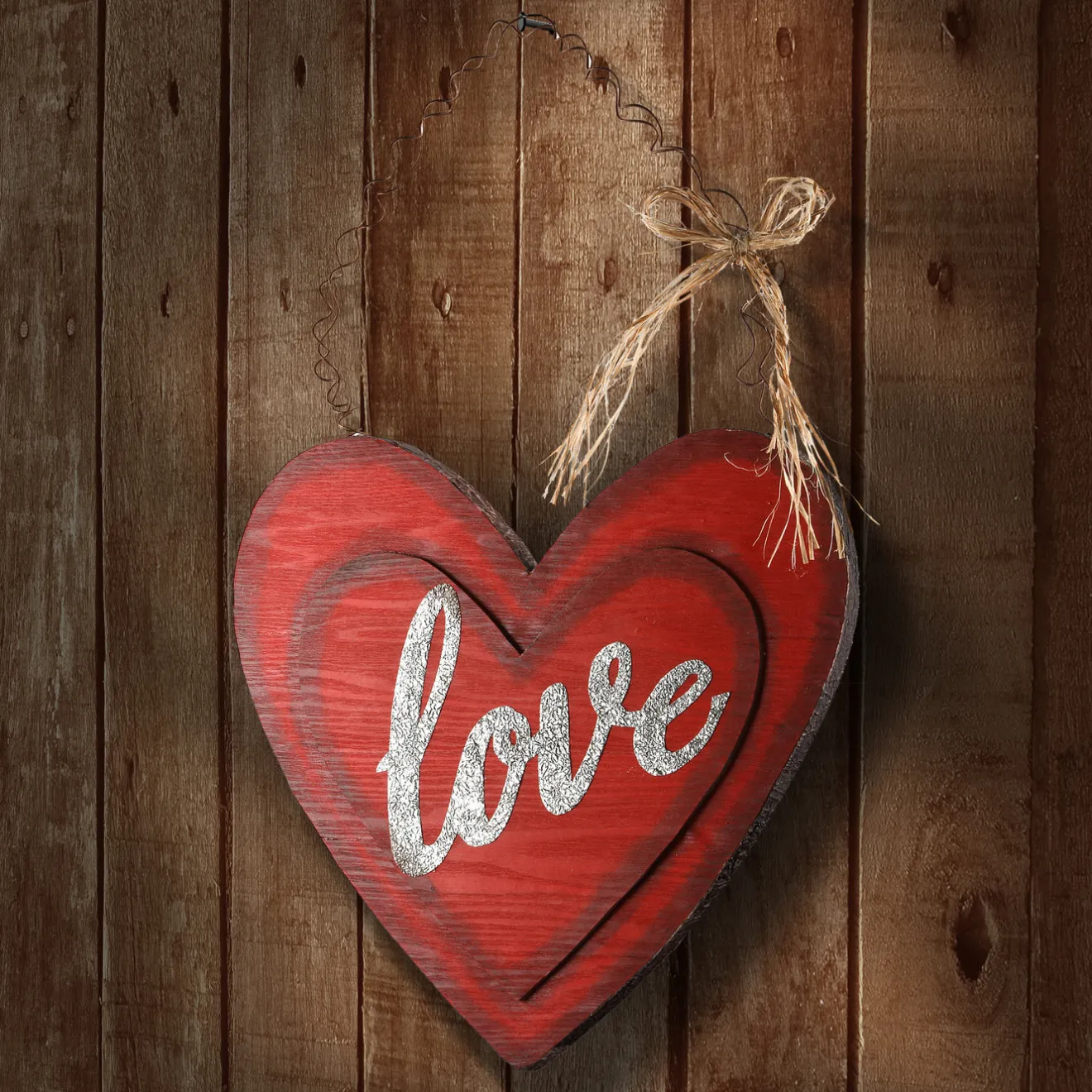 Online 14 in. Valentine's Wooden Heart Hanging Decoration Decorations