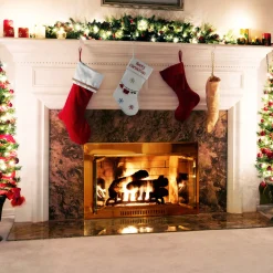 Discount 18 in. White Merry Christmas Stocking with Snowflakes Stockings