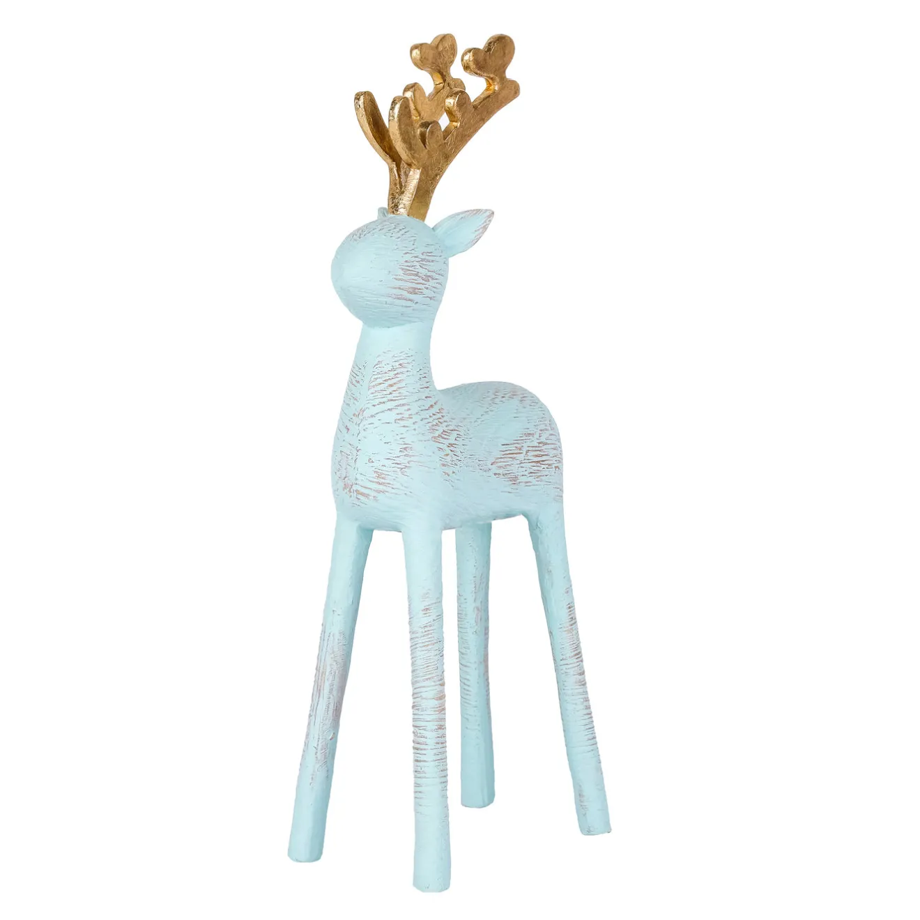 Online 9 in. Woodgrain Reindeer Decor, Blue Decorative Accents