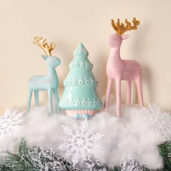 Online 9 in. Woodgrain Reindeer Decor, Blue Decorative Accents