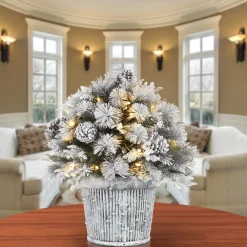 Best 22 in.Pre-Lit Snowy Chiwaw Basin Tree with LED Lights Pre-Lit|Full