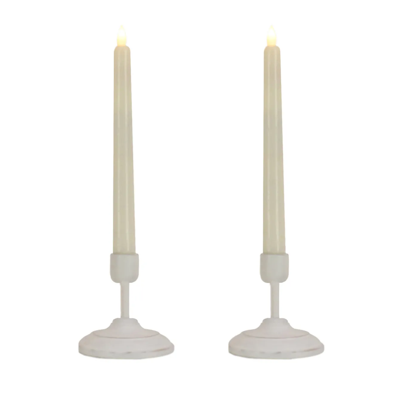 Clearance HGTV Home Collection Flameless Heritage Candle Pair, White Base Decorative Accents