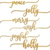Sale 6-Piece Christmas Place Setting Message Decor, Curly Script Writing In Gold, 10 in Decorative Accents