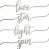 New 4-Piece Hannukah Place Setting Message Decor, Curly Script Writing In Silver, 10 in Decorative Accents