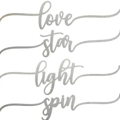 New 4-Piece Hannukah Place Setting Message Decor, Curly Script Writing In Silver, 10 in Decorative Accents