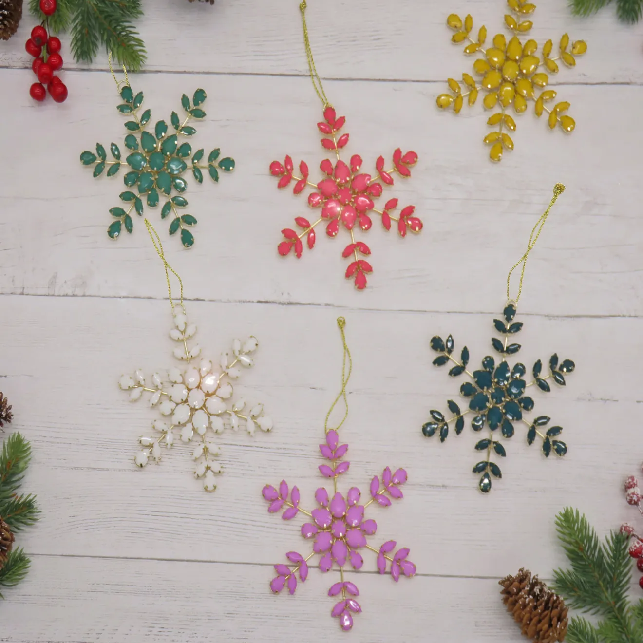 Online 6-Piece HGTV Home Collection Beaded Snowflake Ornaments Tree Ornaments