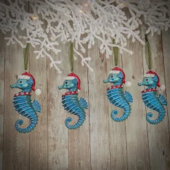 Online 4-Piece HGTV Home Collection Teal Seahorse Ornaments Tree Ornaments