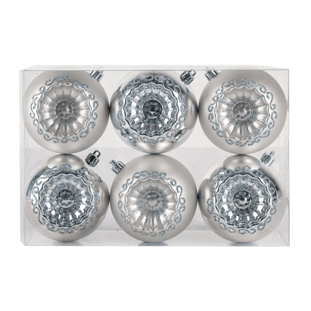 Best 6-Piece Shatterproof Glittering Silver Ornaments Tree Ornaments