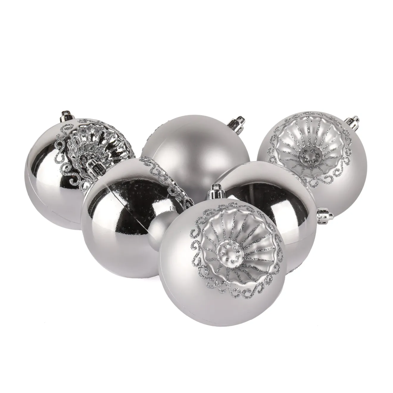 Best 6-Piece Shatterproof Glittering Silver Ornaments Tree Ornaments