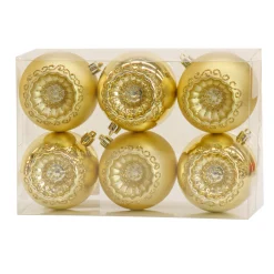 Outlet 6-Piece Shatterproof Glittering Gold Ornaments Tree Ornaments