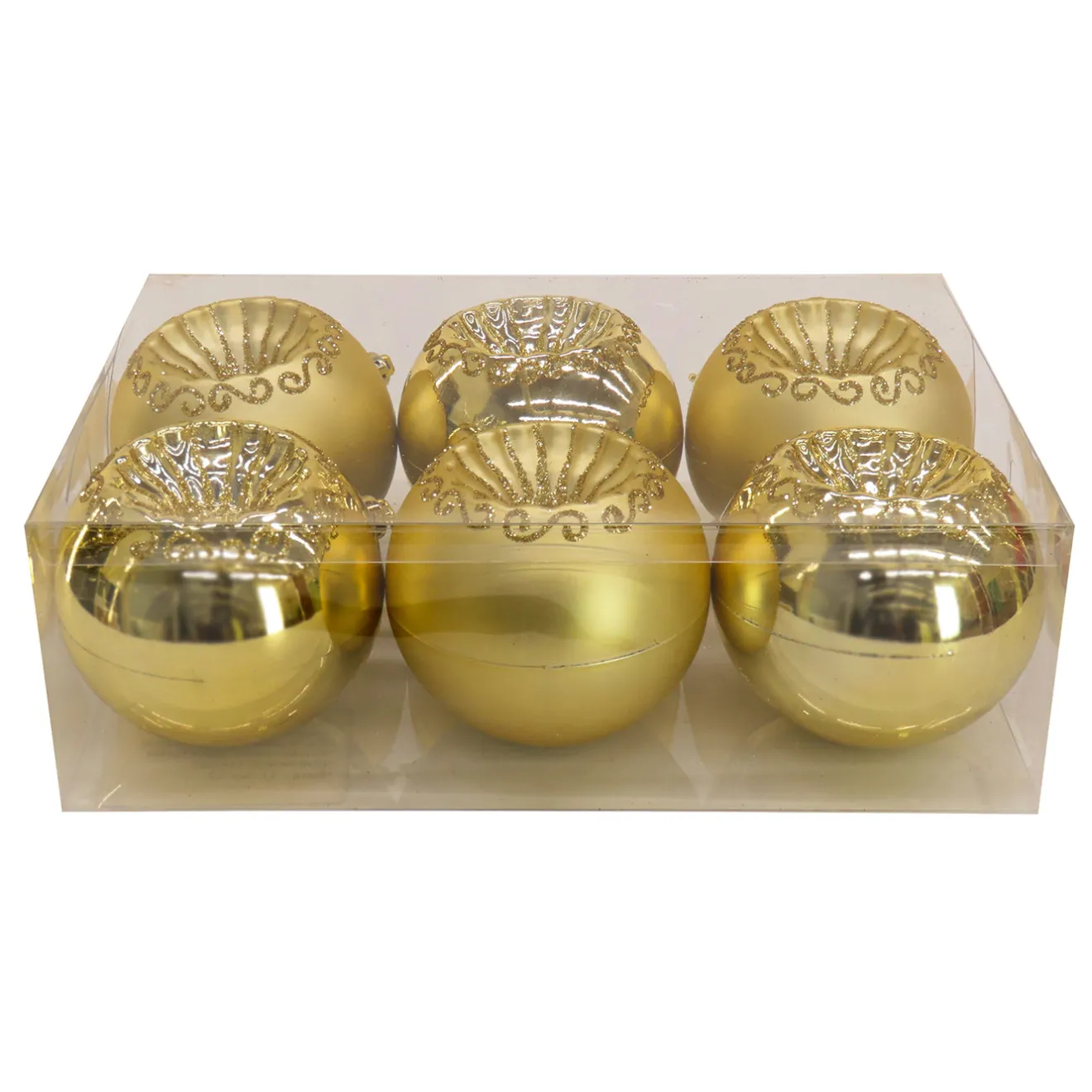 Outlet 6-Piece Shatterproof Glittering Gold Ornaments Tree Ornaments