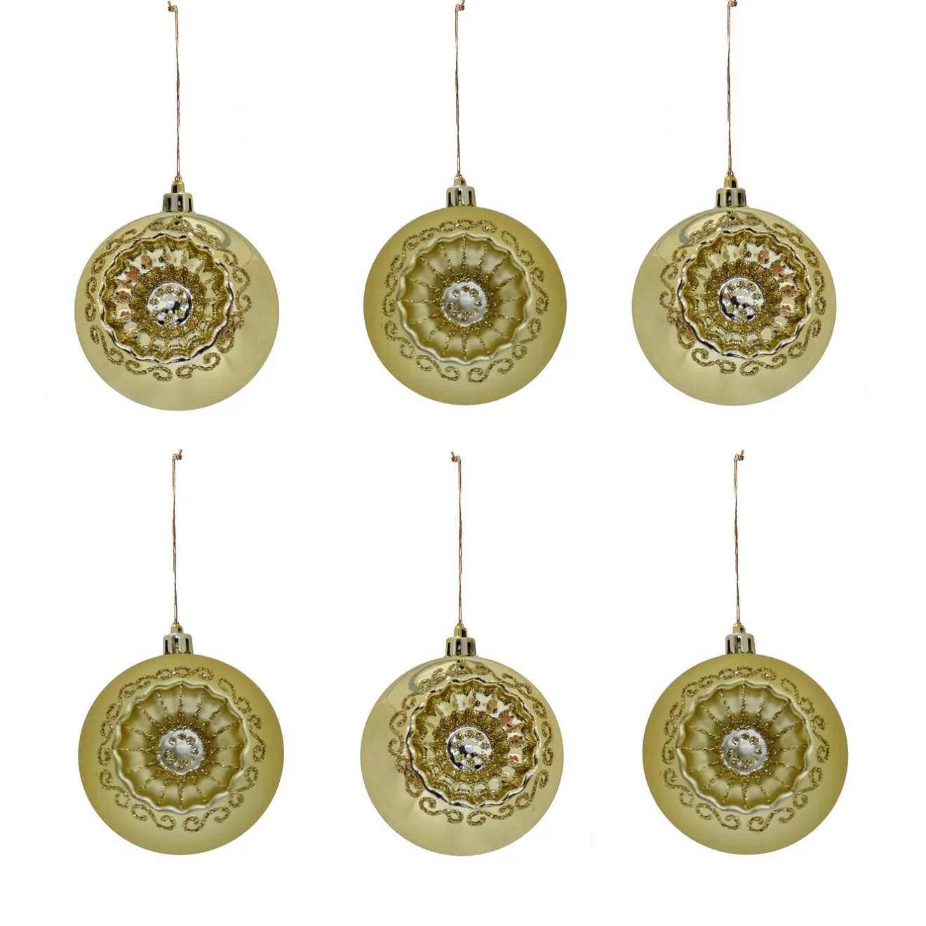 Outlet 6-Piece Shatterproof Glittering Gold Ornaments Tree Ornaments